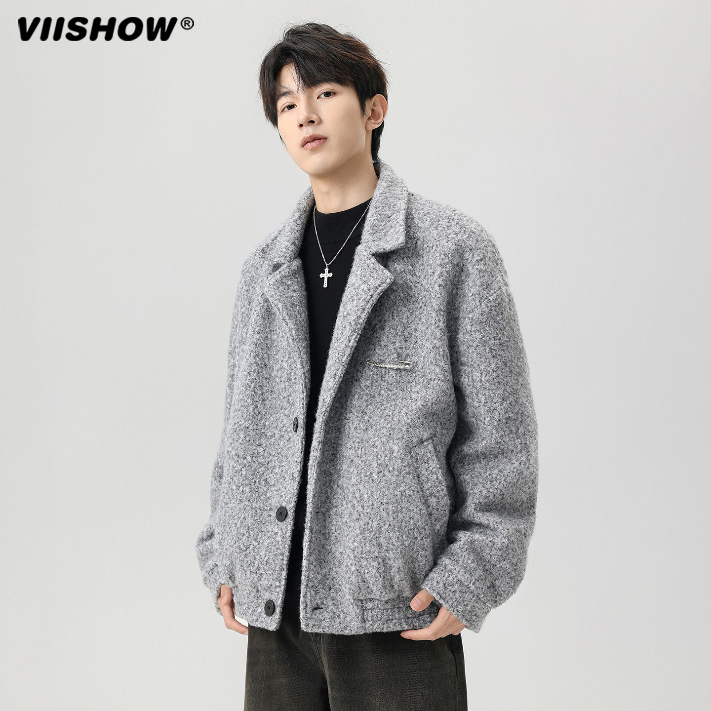 VIISHOW潮牌复古小香风翻领夹克男女秋季宽松高级感休闲情侣外套,男装,夹克,淘宝优惠券,粉丝福利购,淘宝优惠卷