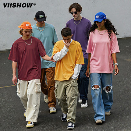 VIISHOW纯棉白色短袖t恤男2025年夏季重磅日系男生打底半袖上衣