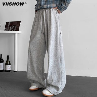 VIISHOW日系复古简约纯色休闲裤 男潮牌宽松情侣休闲百搭运动卫裤