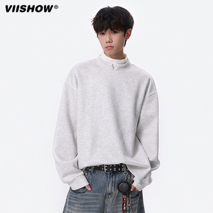 VIISHOW德绒卫衣男士2025秋季新款青少年简约百搭休闲亨利领外套