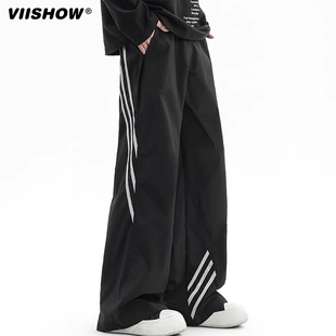 VIISHOW美式三条杠工装直筒裤子男生夏季潮流薄款宽松休闲长裤男