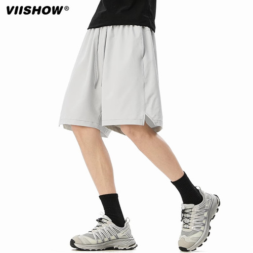 VIISHOW冰丝短裤男款夏季薄款潮牌宽松直筒休闲运动裤轻薄五分裤