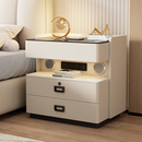 智能实木床头柜轻奢简约家用卧室储物床边柜多功能三抽整装 收纳柜