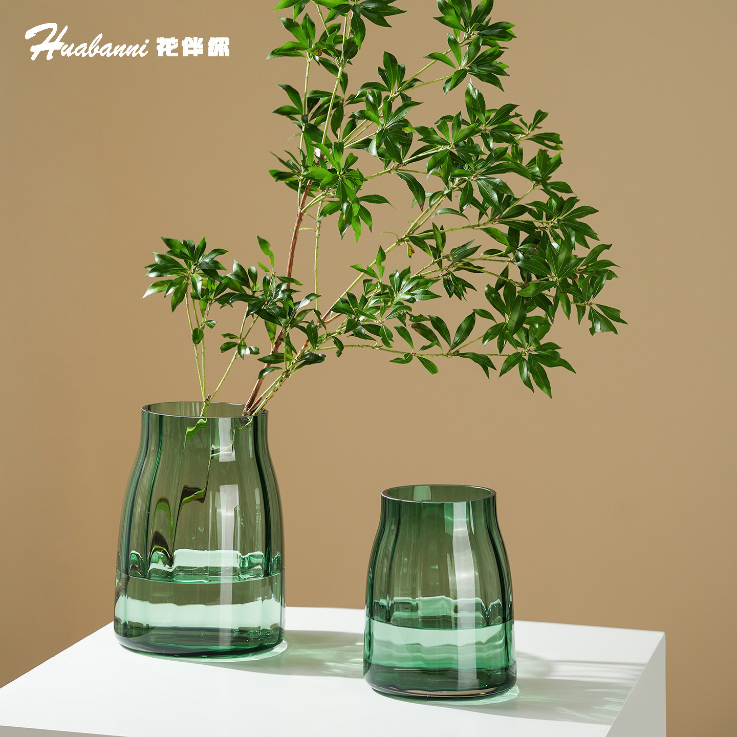 创意简约北欧风玻璃花瓶原木网红水培器皿鱼缸餐桌客厅插花装饰