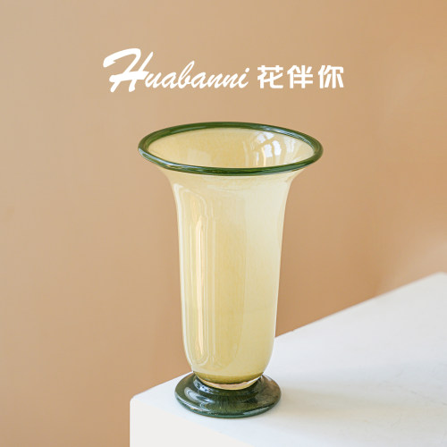 法式复古琉璃高脚圆口花瓶