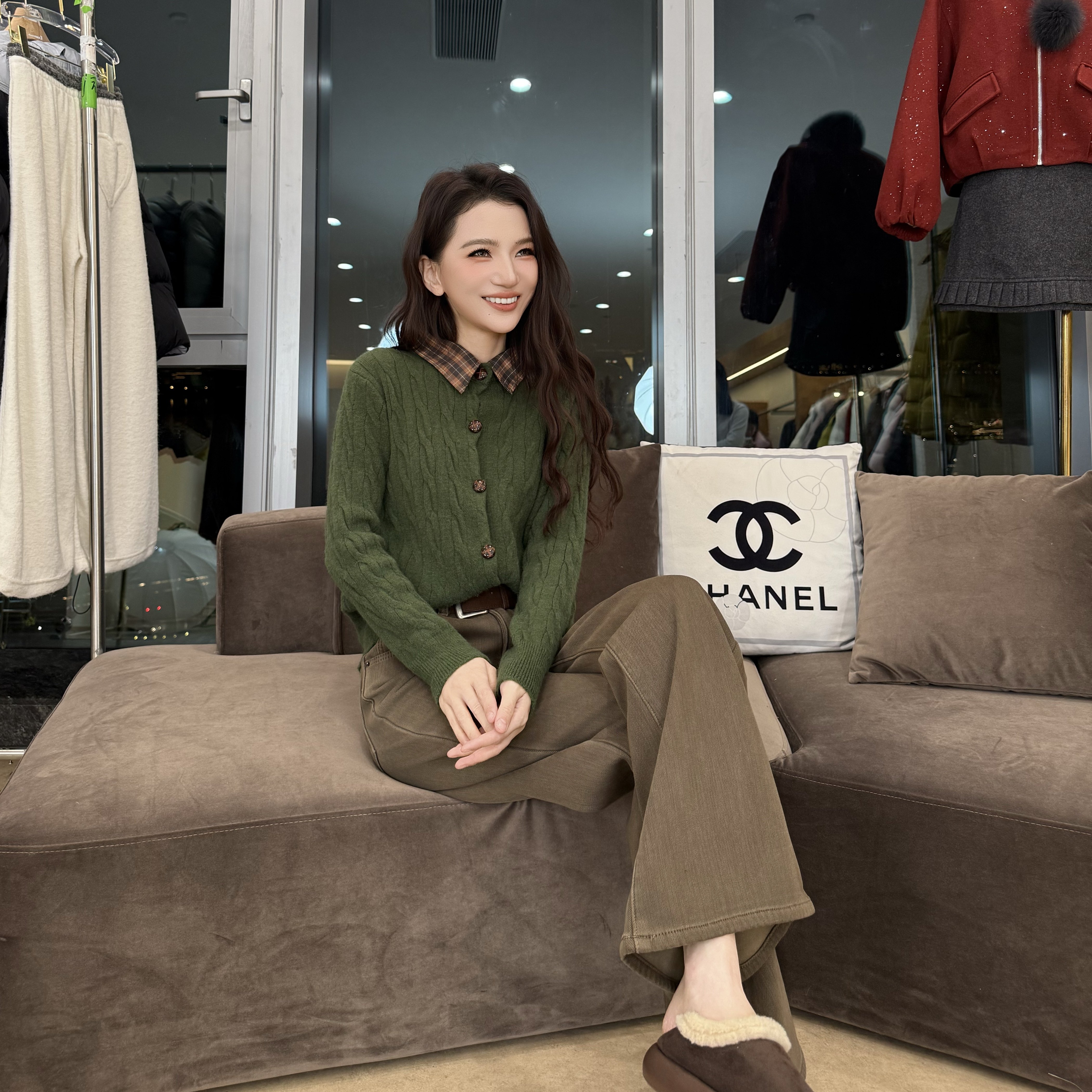 【恩佳专享】A238温柔韩系风假两件POLO领针织开衫女宽松百搭上衣,女装/女士精品,毛针织衫,淘宝优惠券,粉丝福利购,淘宝优惠卷