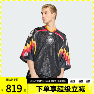 adidas阿迪达斯三叶草男子德国队休闲文化针织短袖V领球衣KD5980