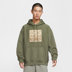 NIKE耐克男子运动休闲印花宽松针织连帽套头衫 222 卫衣HV4115