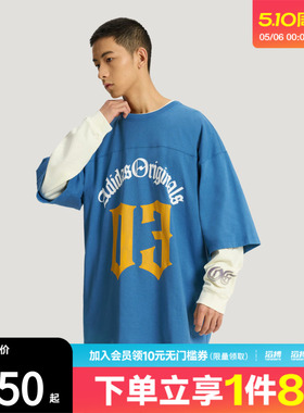 adidas阿迪达斯三叶草男子复古印花纯棉运动短袖T恤KT3040