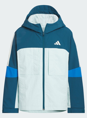 adidas阿迪达斯男大童运动训练休闲连帽夹克外套KR8352