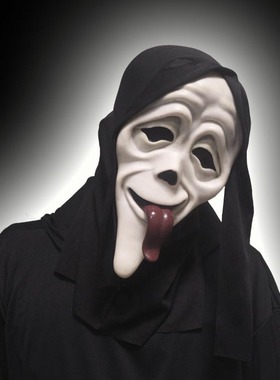 万圣节恐怖鬼脸面具红舌黑色面皮吐舌面具派对装饰搞笑演出头套