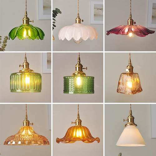 黄铜玻璃吊灯北欧复古民宿吧台餐厅床头灯创意个性咖啡厅卧室灯具