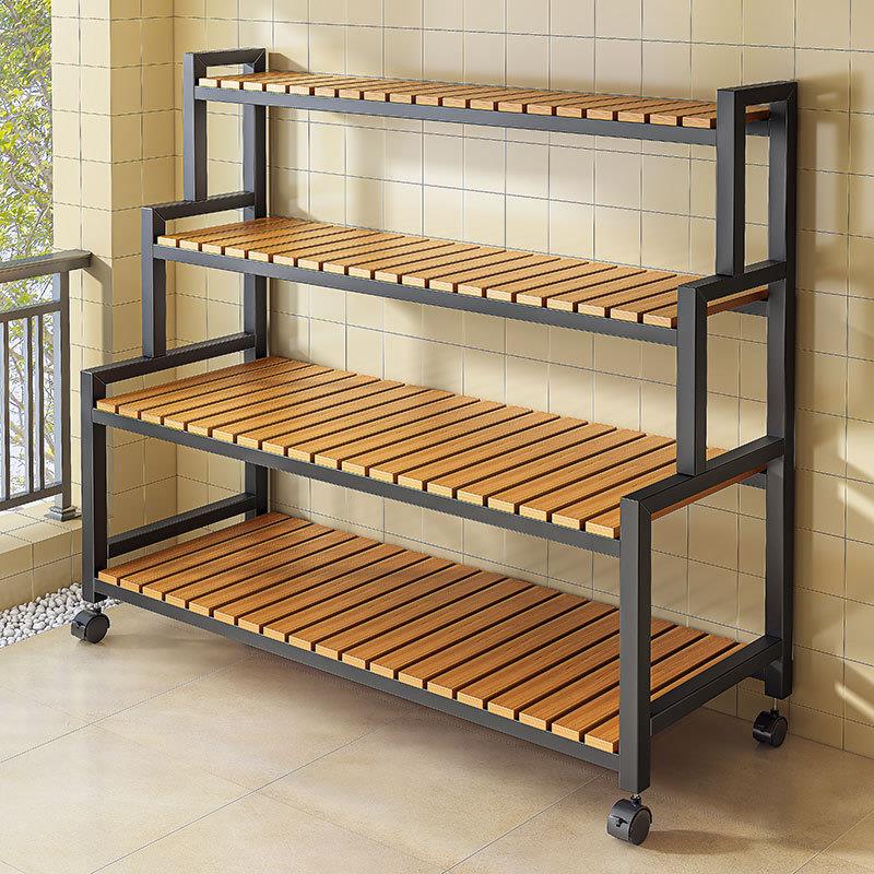 铁艺花架置物架阳台客厅落地式多层阶梯花架移动带轮多肉花盆架子