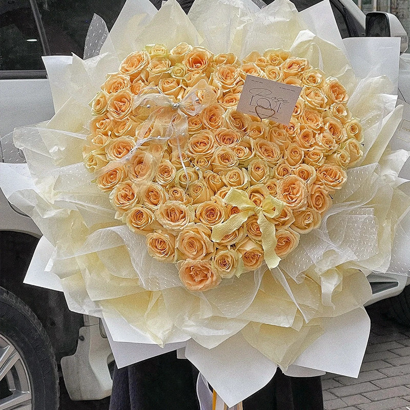 香槟玫瑰花束同城速递生日礼物