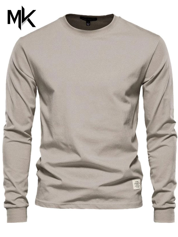 MK正品纯棉长袖t恤男春秋季新款高端宽松重磅纯色圆领男士打底衫,男装,T恤,淘宝优惠券,粉丝福利购,淘宝优惠卷