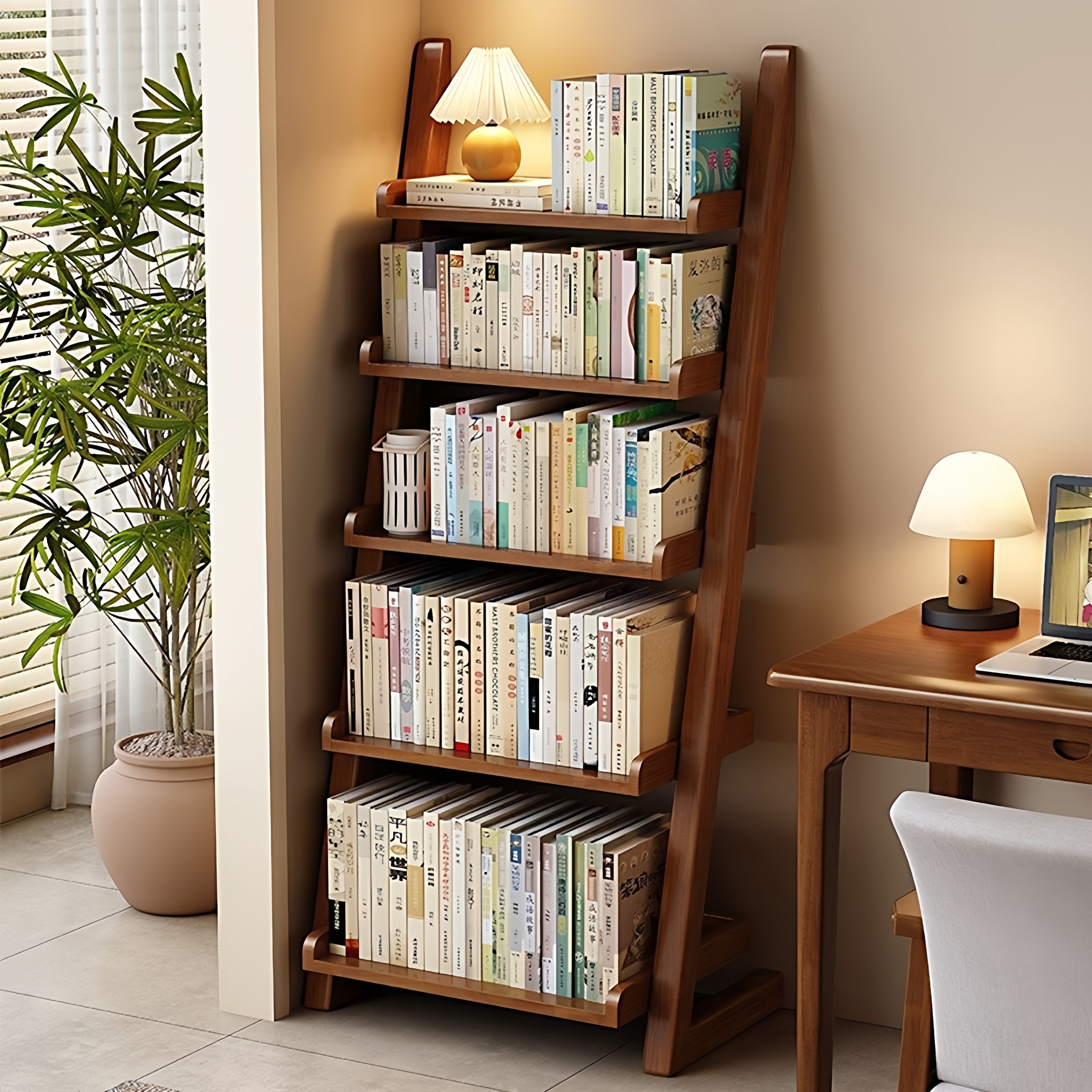 实木置物架多功能梯形书架靠墙