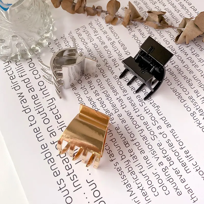 简约纯黑色金属抓夹女夏小号发夹后脑勺发卡高马尾固定夹