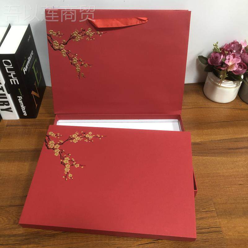 丝巾羊烫绒羊毛围巾礼 包装盒 空盒子 长方形品盒XX782086梅花金