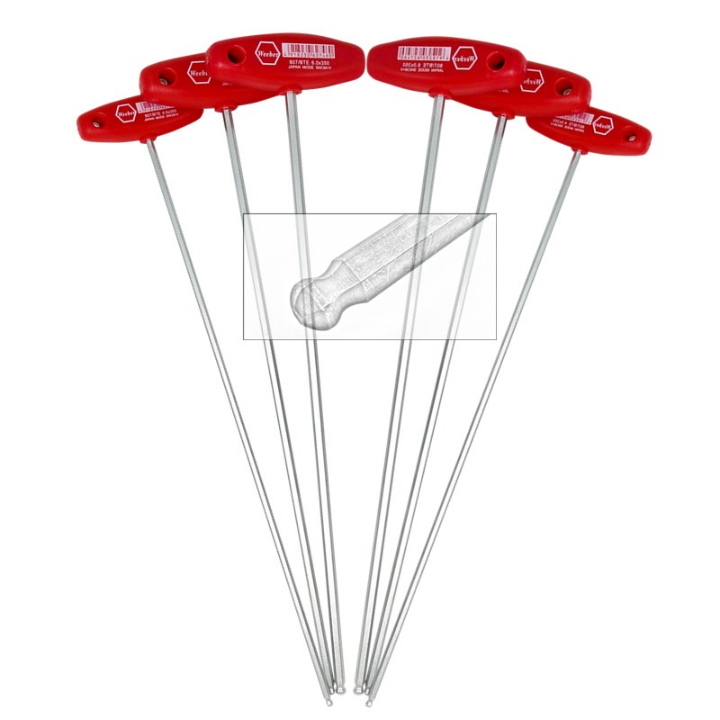 日本weeber威也进口T型柄六角扳手圆球头加长500mm印刷机用螺丝批