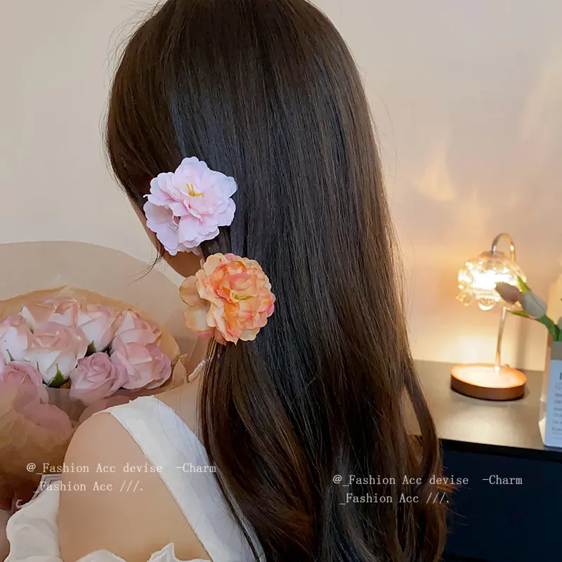 新款花朵小号氛围感发夹小众温柔气质抓夹高级感夹发饰女