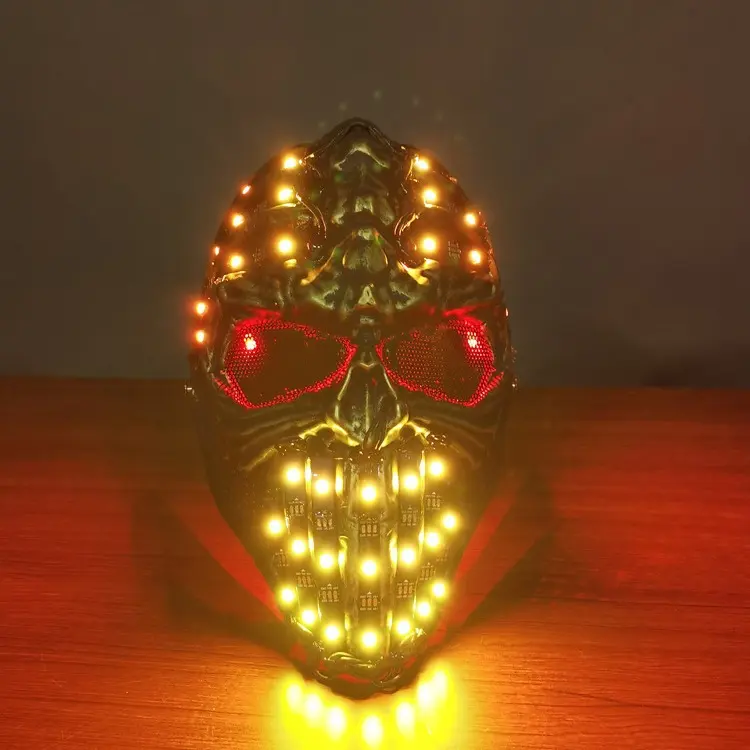 发光led七彩光面具骷髅头面罩万圣节化妆舞会派对os道具科技气氛