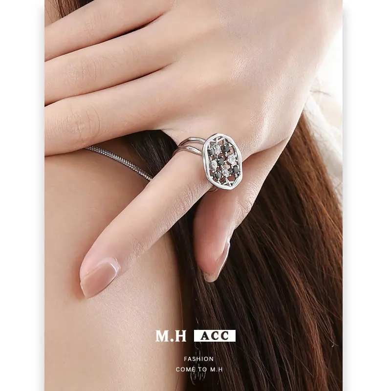 设计镶钻网格耳环女欧美风925银针耳钉高级感耳饰品时尚