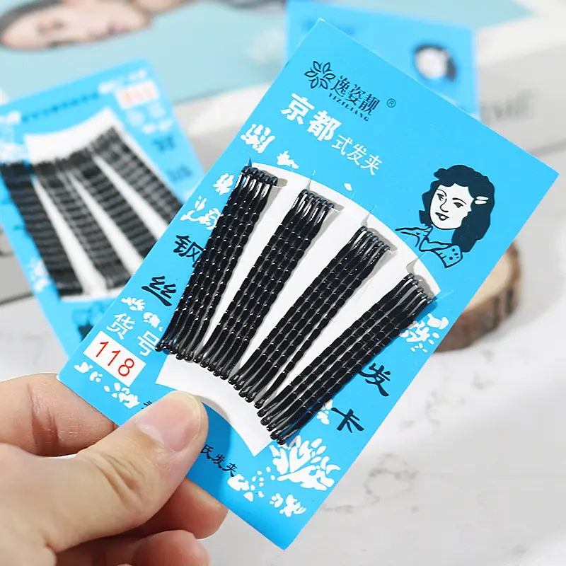 京都发卡子影楼化妆师黑色小钢丝夹一字夹刘定盘发夹