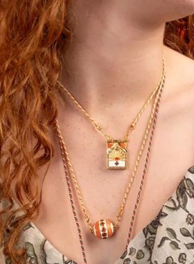 欧美时色塔罗牌项链简约滴油锆石吊坠项链女士镀金