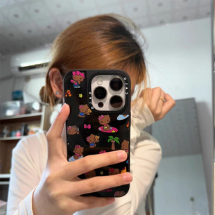 CALG黑皮凯蒂猫kitty适用苹果手机壳iphone11 外壳高级感小众磁吸2025网红爆款 17promax新款