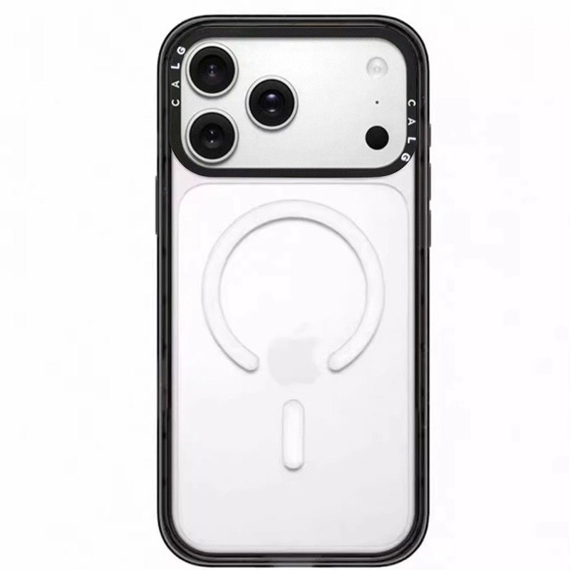 CALG联名纯色透明黑框适用苹果手机壳iphone11 12 13 14 15 16 17promax新款外壳高级感小众磁吸2025网红爆款