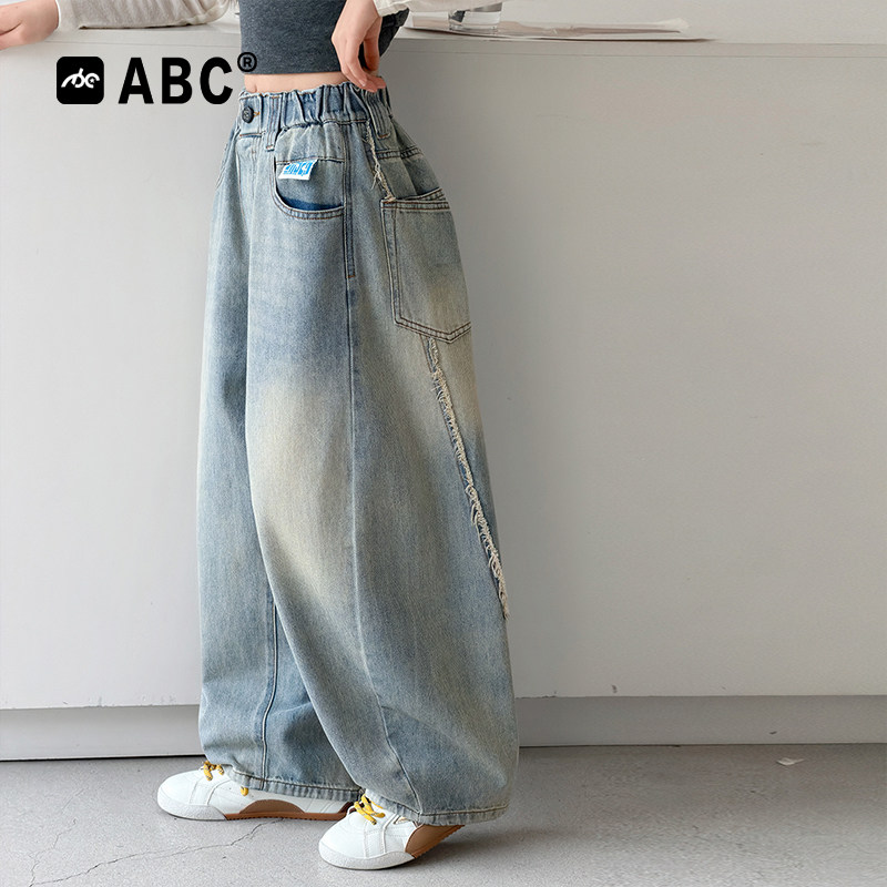 ABC女童春秋裤子中大童弯刀裤