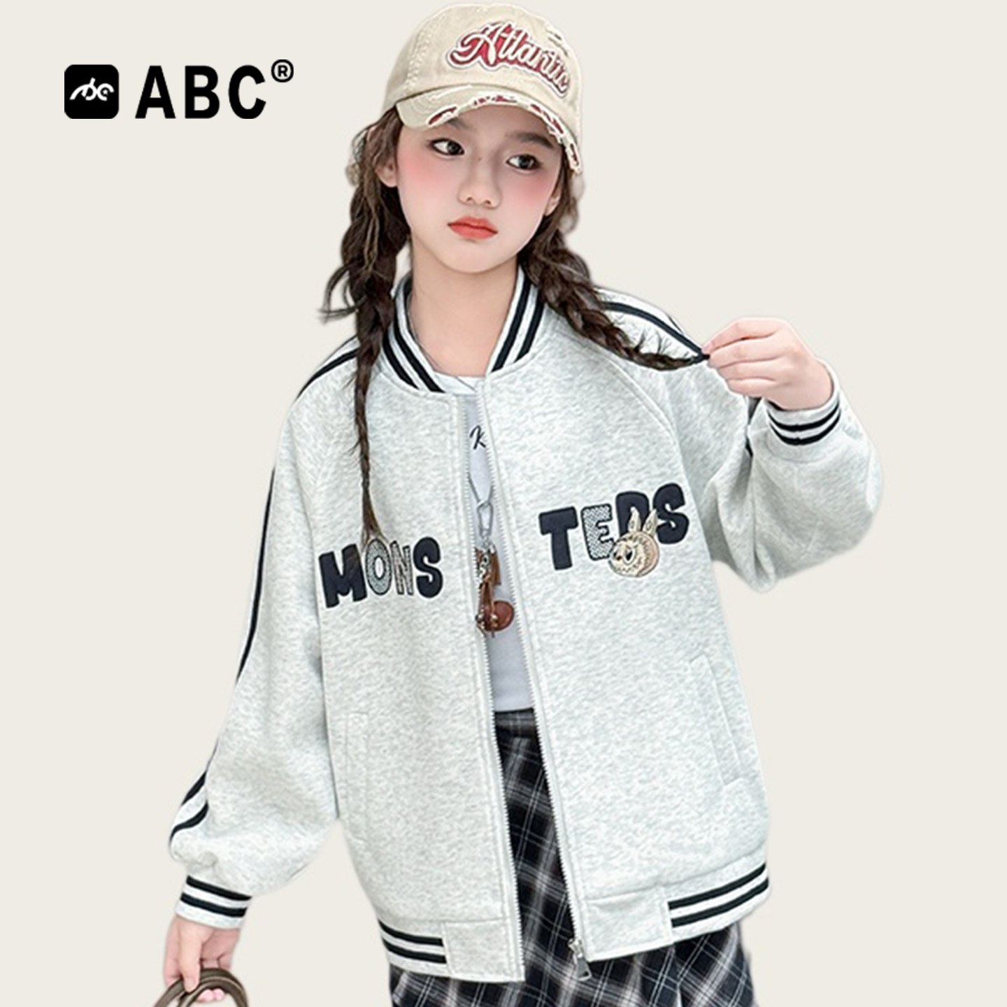 ABC女童春秋印花洋气棒球服
