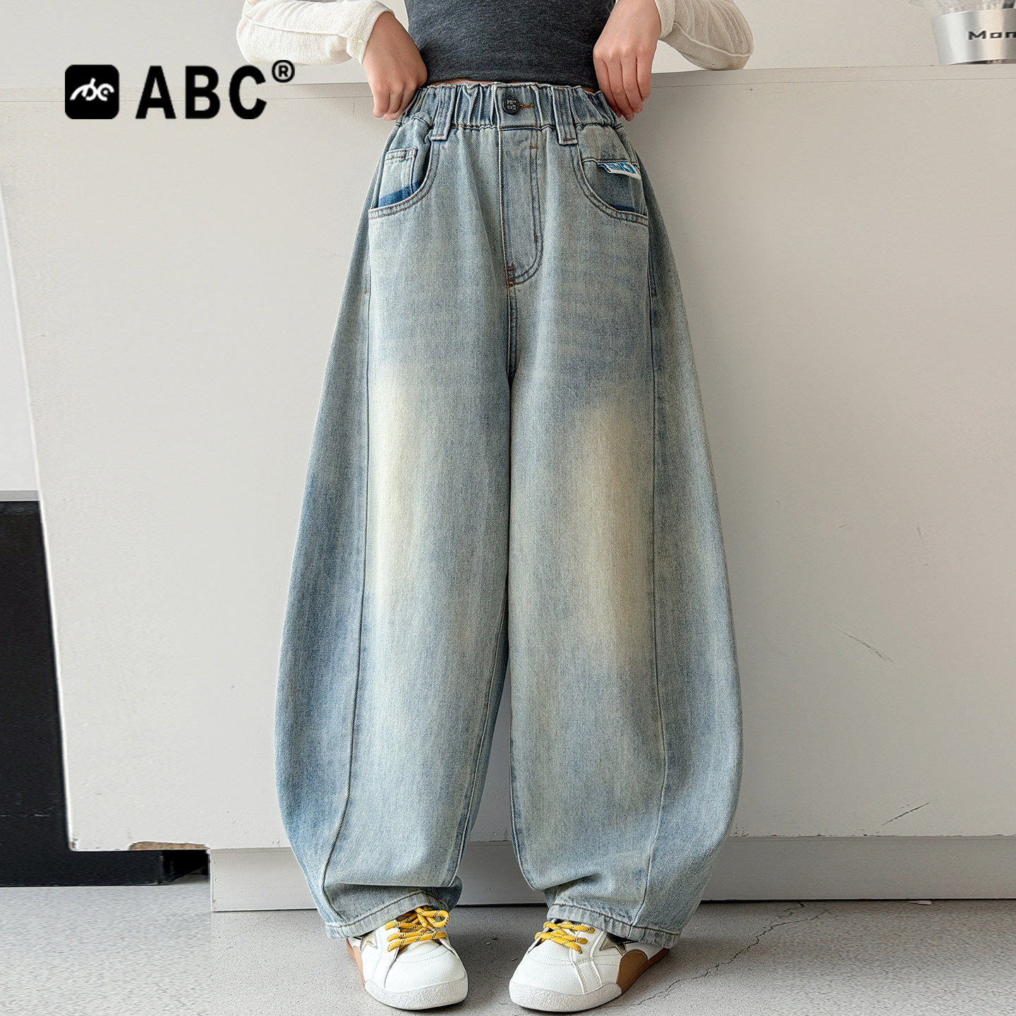 ABC女童春秋韩系阔腿牛仔裤
