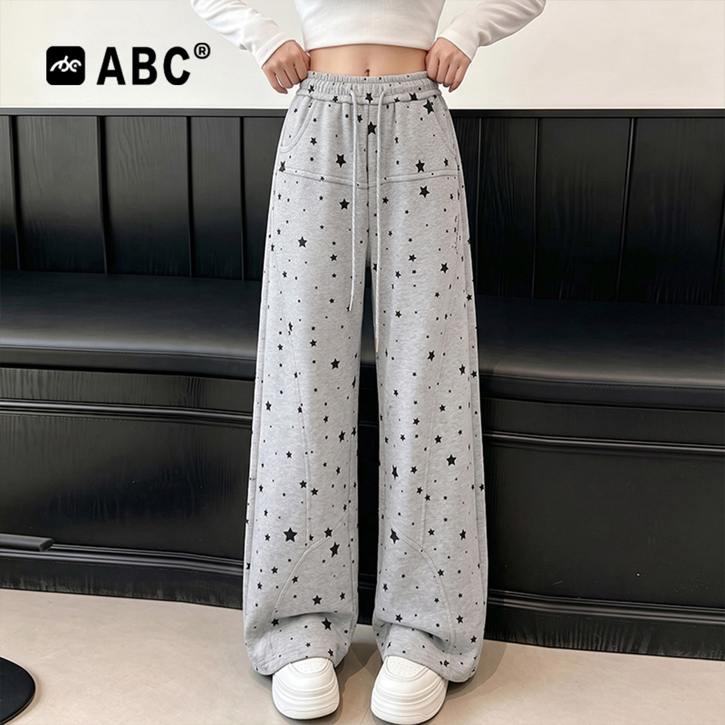 ABC女童春秋星星印花直筒卫裤图片