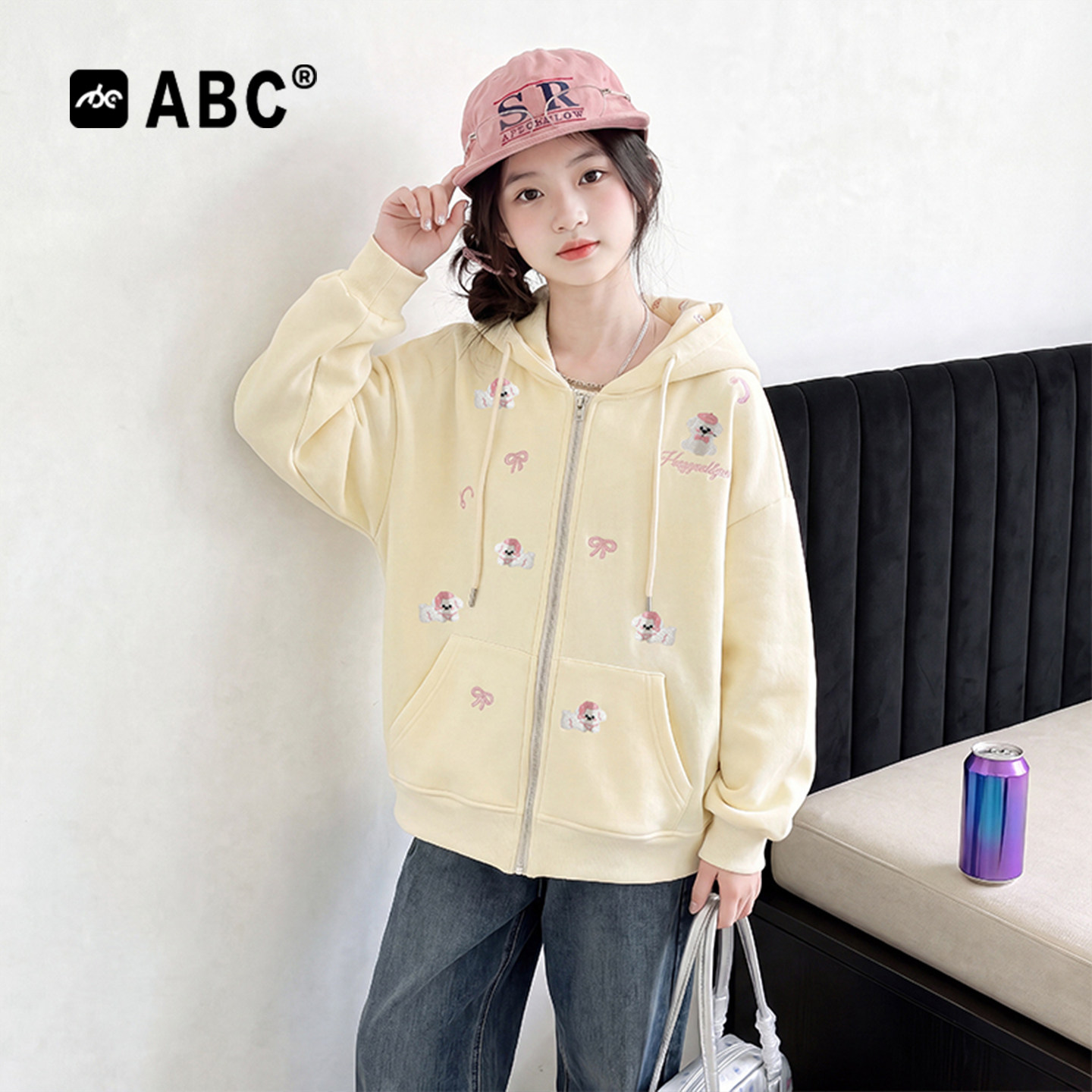 ABC女童春秋连帽印花外套新款图片