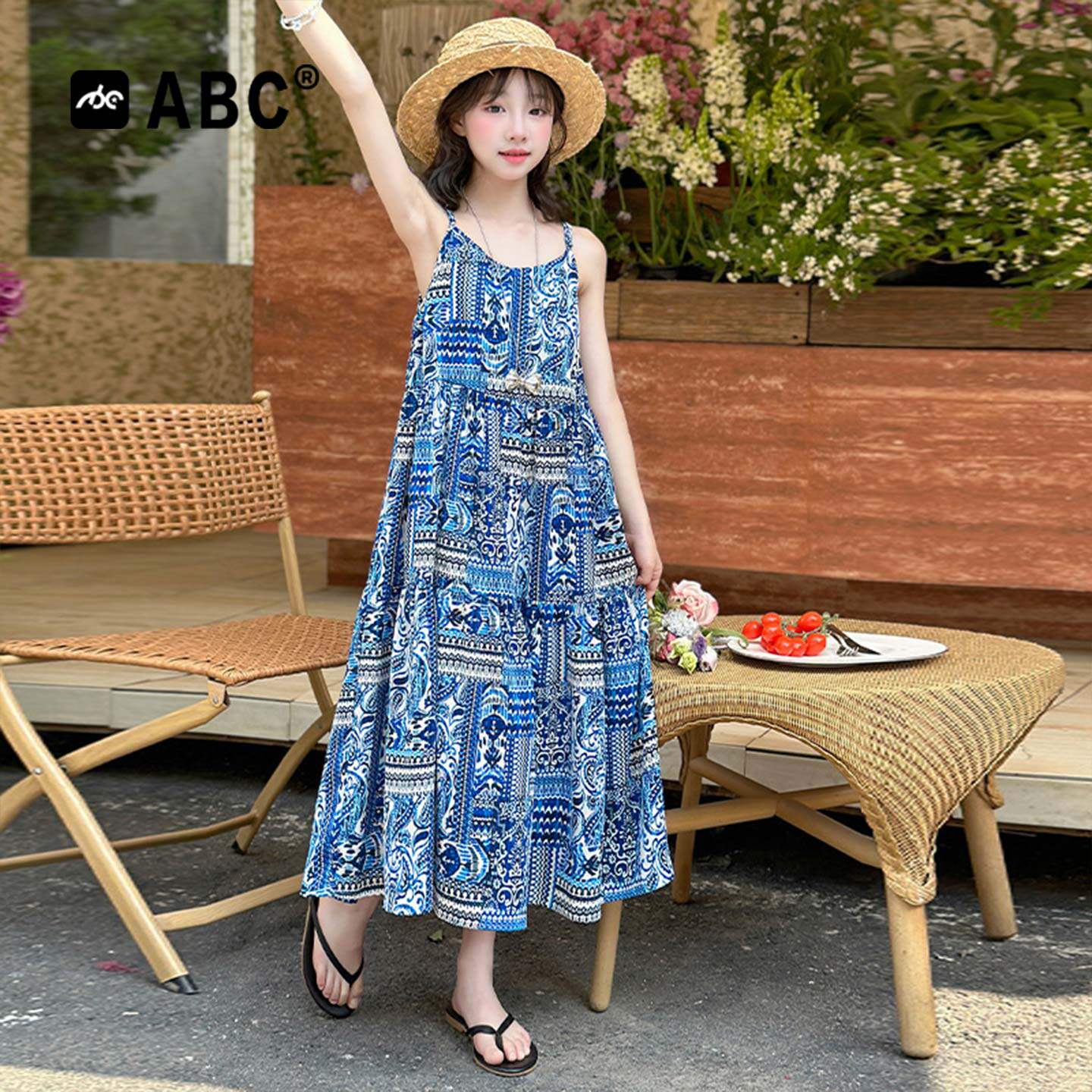 ABC女童夏季波西米亚沙滩长裙