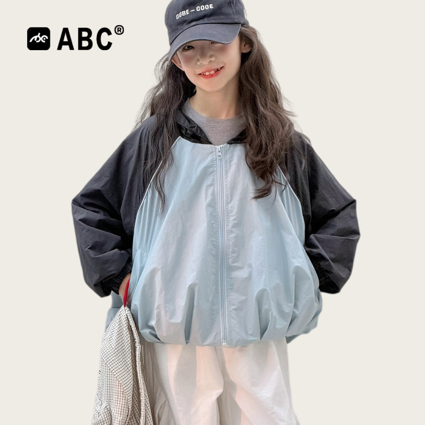 ABC女童春秋拼色韩版外套新款