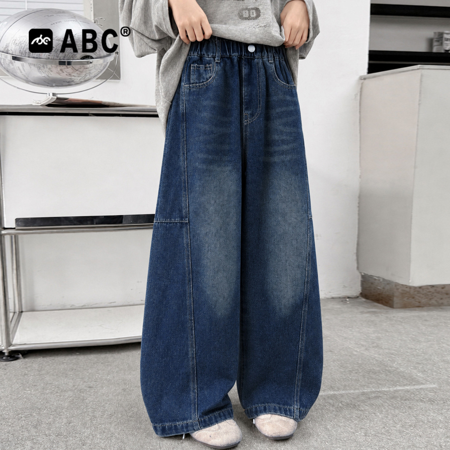 ABC女童牛仔阔腿裤2026新款图片
