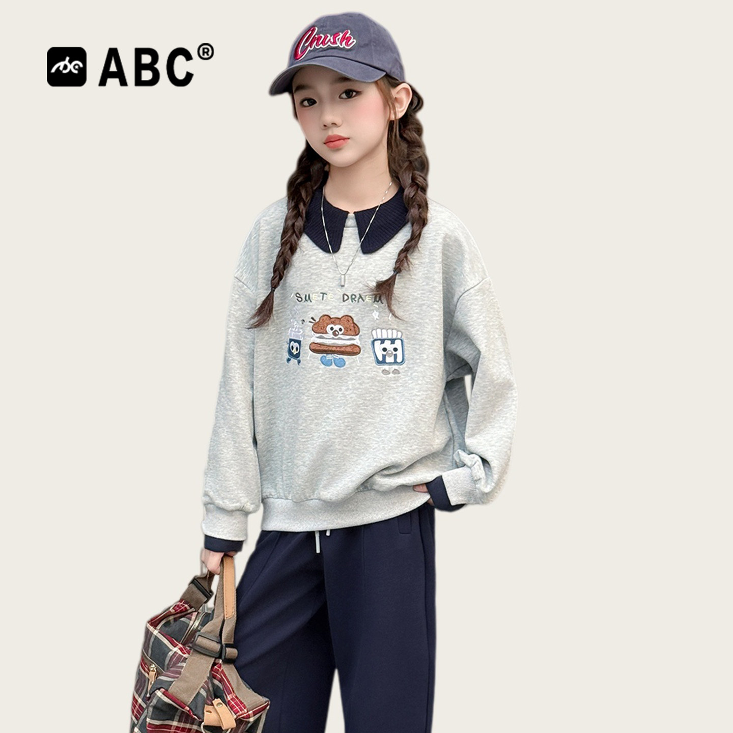 ABC女童春秋假两件印花卫衣