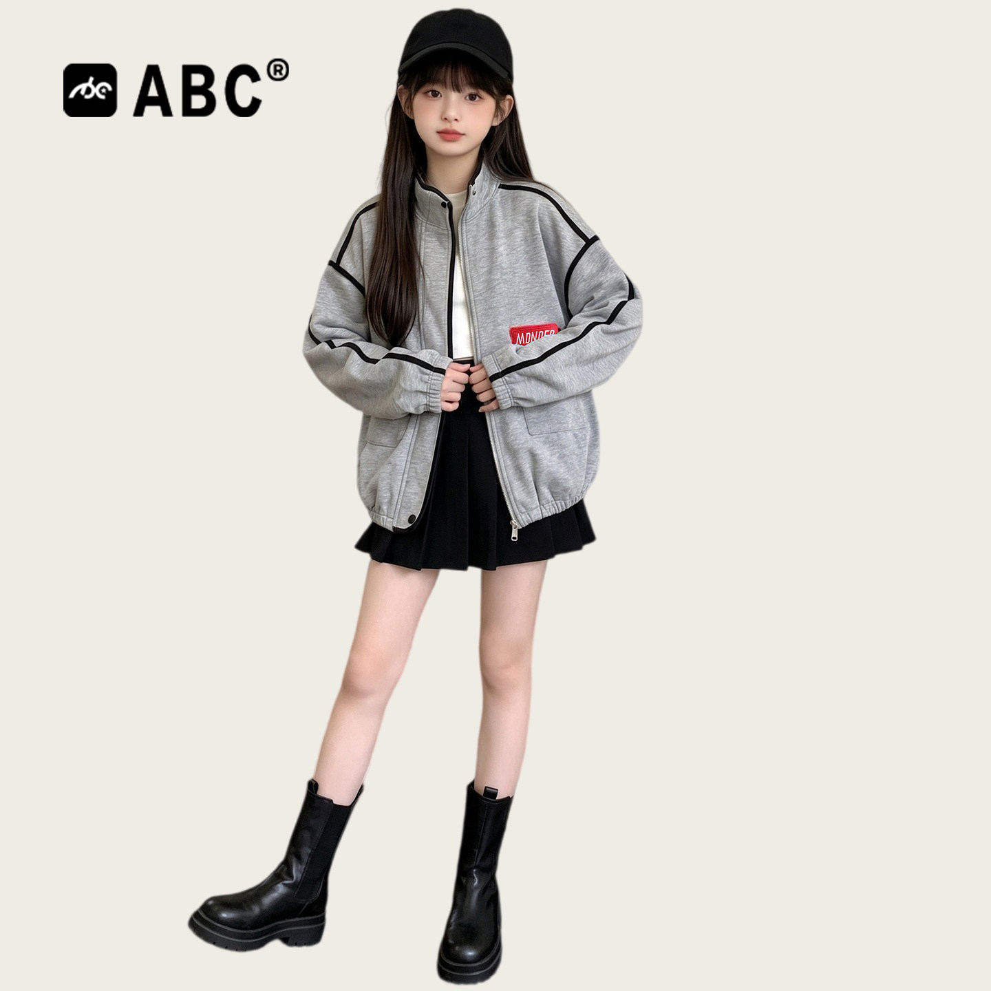 ABC女童春秋立领外套2026新款
