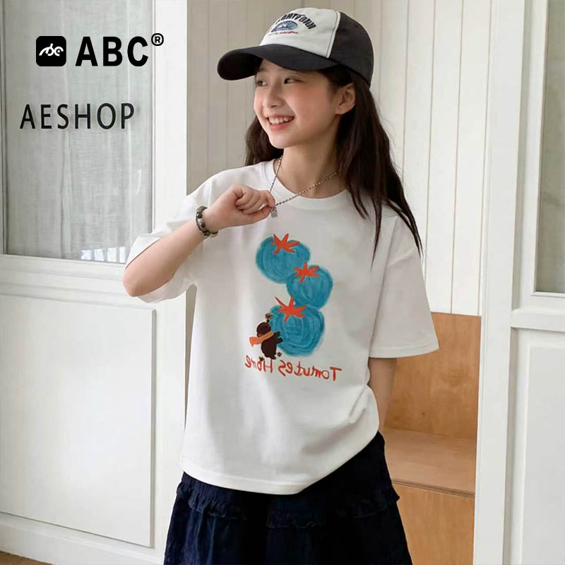 ABC女童夏季印花宽松短袖T恤
