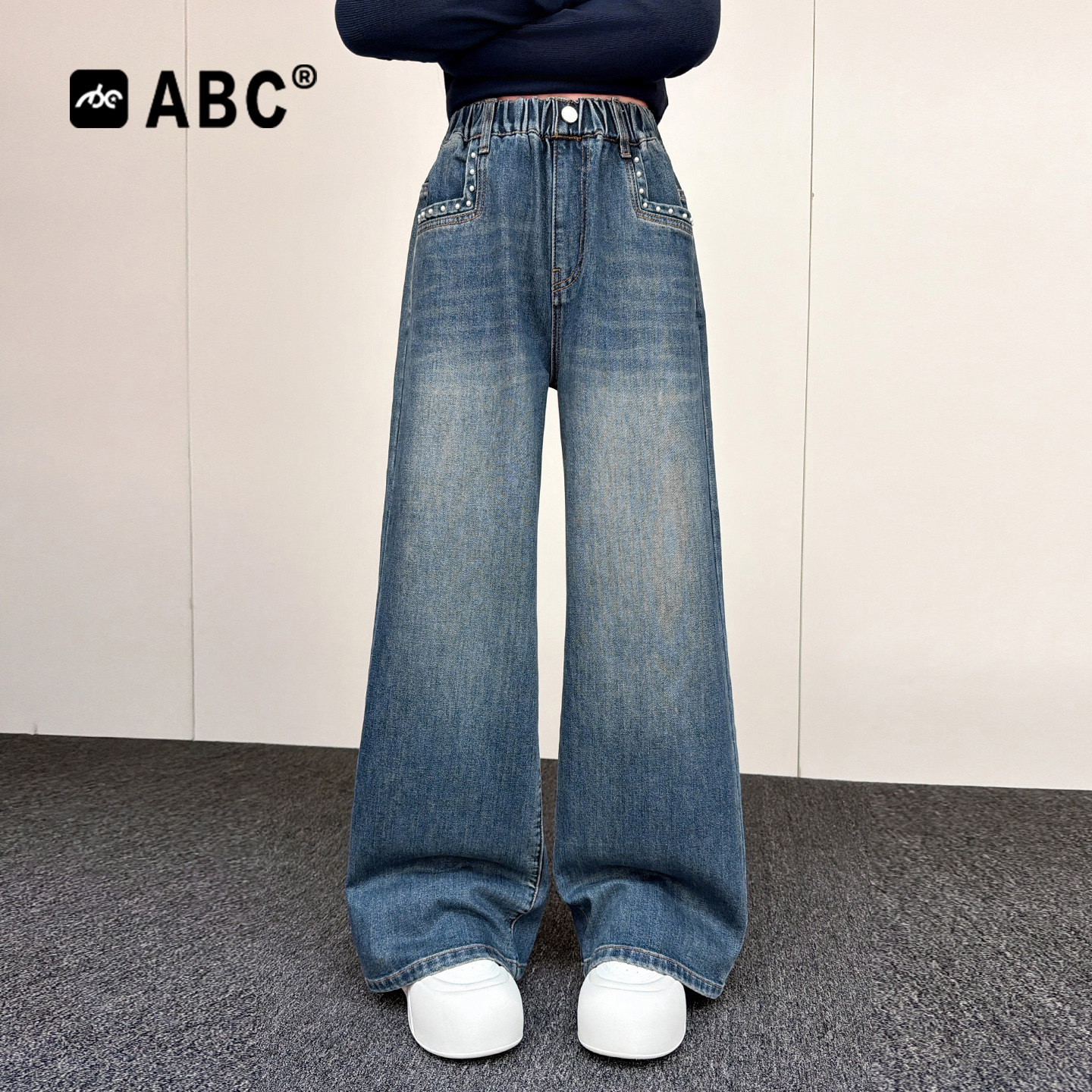 ABC女童春秋新款直筒牛仔裤