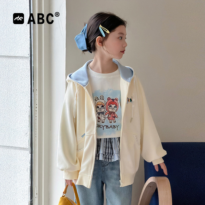 ABC女童春秋连帽斑马外套新款