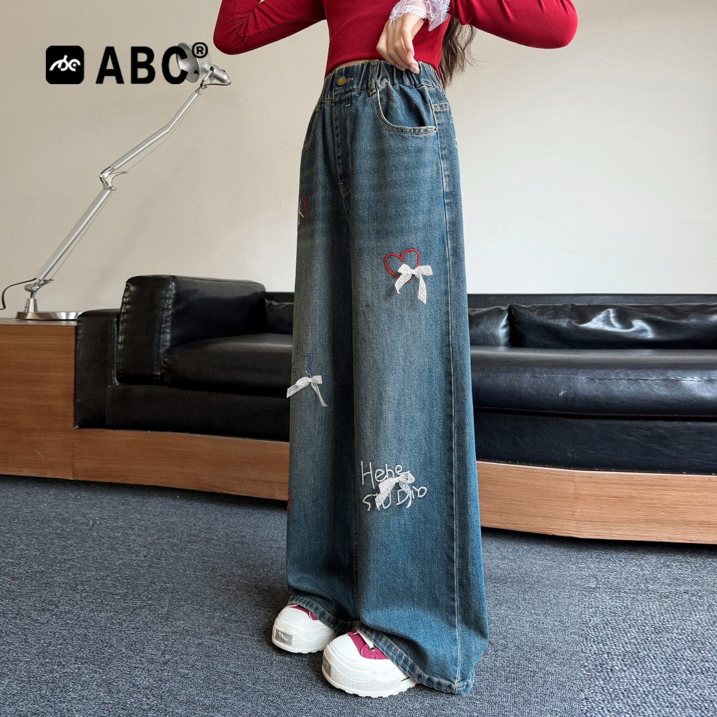 ABC女童牛仔阔腿裤2026新款图片