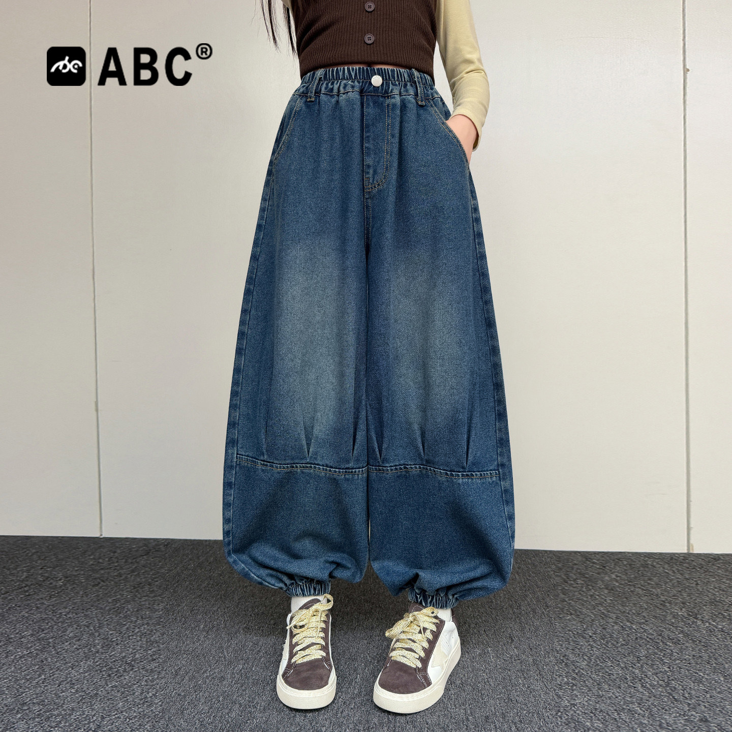 ABC女童春秋百搭束脚牛仔裤图片