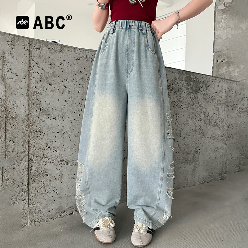 ABC女童春秋直筒裤儿童牛仔裤