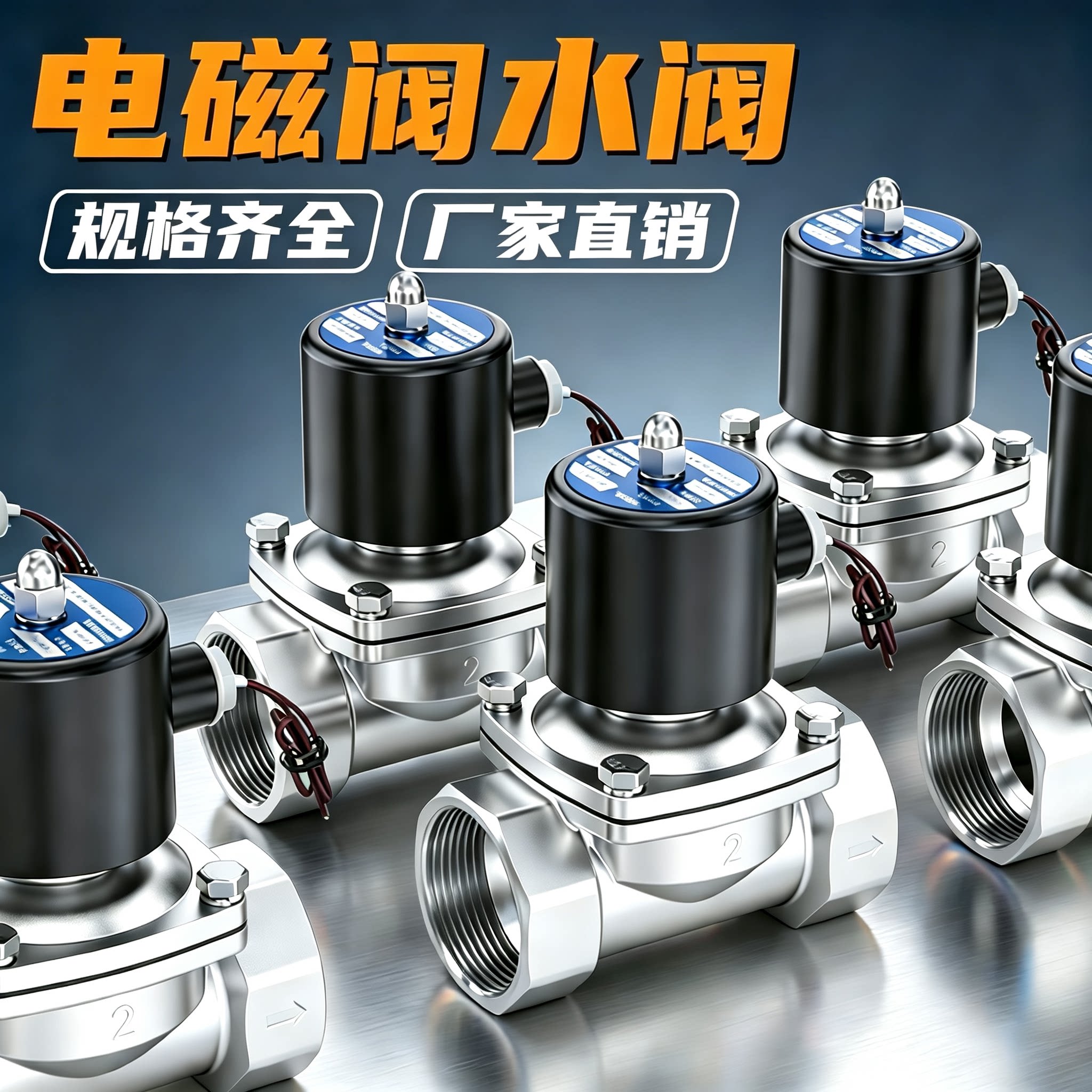 常闭不锈钢304电磁阀 AC220V 进水出水阀门4分6分1寸1.2寸水阀