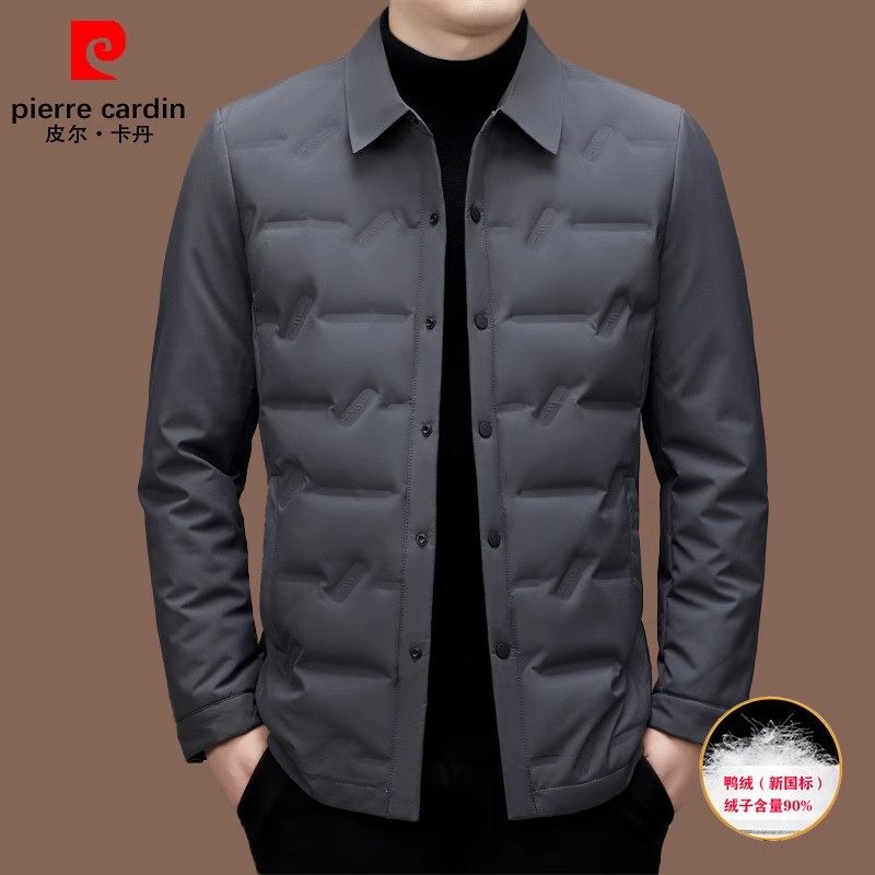 皮尔卡丹秋冬新款轻薄羽绒服男士外套商务休闲中年爸爸装保暖夹克