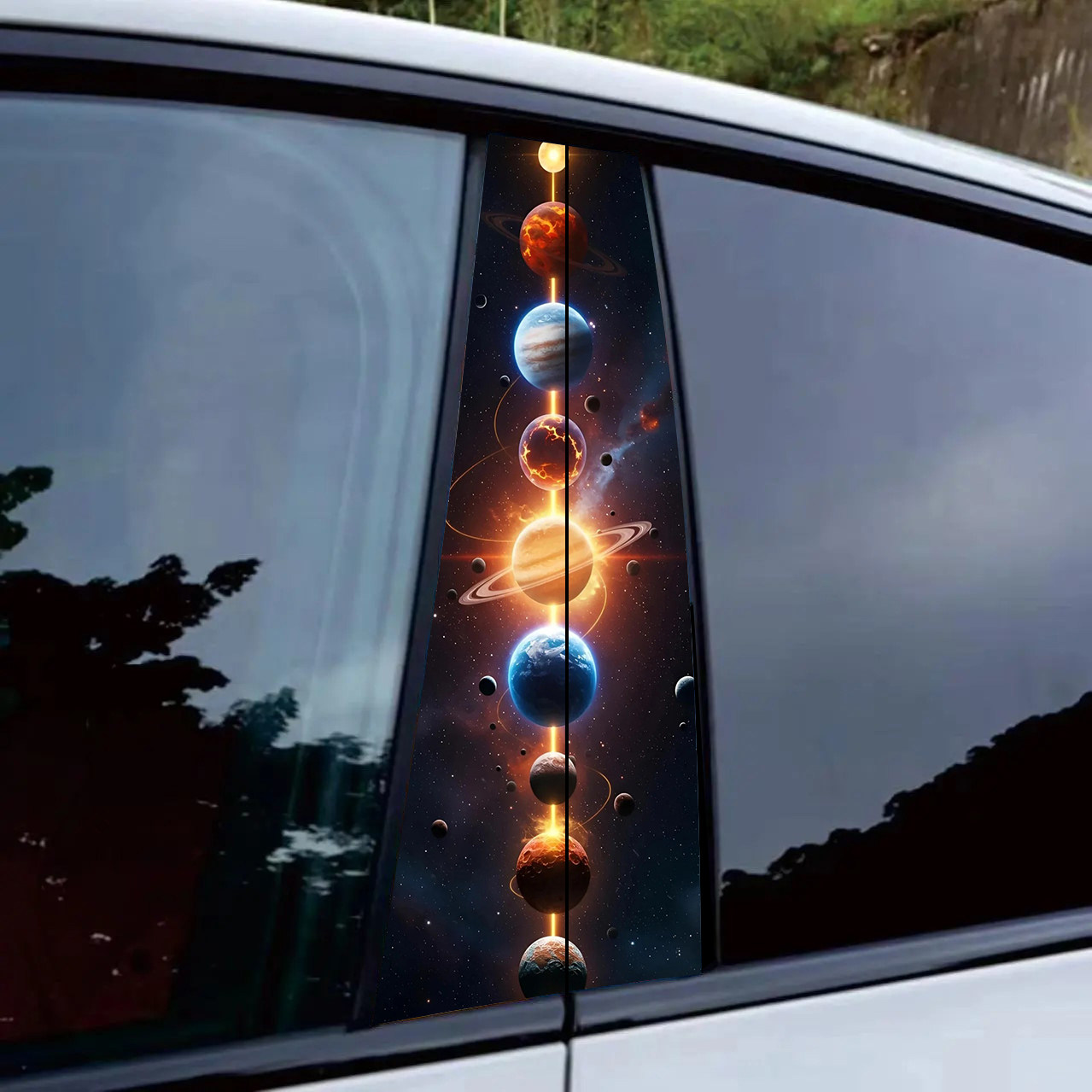星球汽车中柱贴纸霸气车窗饰条防水防刮个性创意装饰B柱贴保护膜