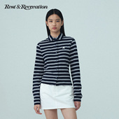 RestandRecreation官方休闲条纹长袖 上衣 RR翻领修身 衬衫 2025新款